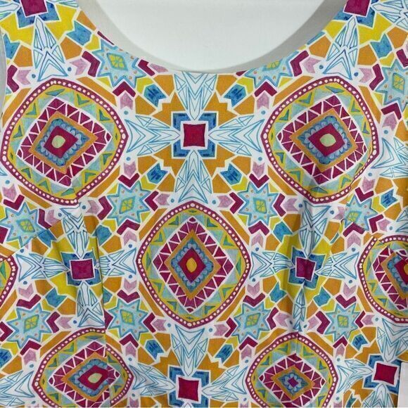 Kaeli Smith NWT 12 Blue Mosaic Print Shift Dress Sleeveless Cotton Blend‎ - Picture 3 of 12